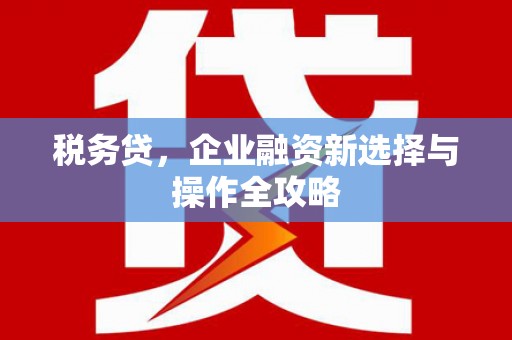 安远税务贷，企业融资新选择与操作全攻略