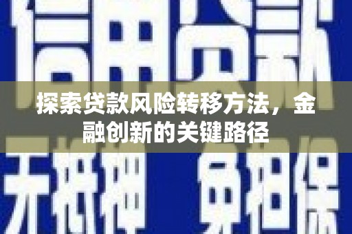 安远探索贷款风险转移方法，金融创新的关键路径