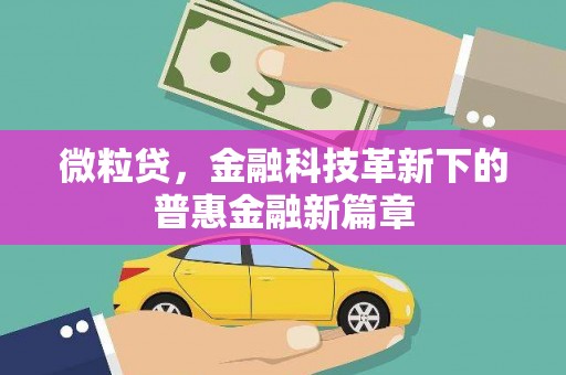 安远微粒贷，金融科技革新下的普惠金融新篇章