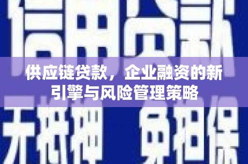 安远供应链贷款，企业融资的新引擎与风险管理策略