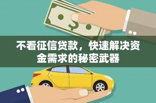 安远不看征信贷款，快速解决资金需求的秘密武器