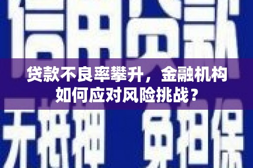 安远贷款不良率攀升，金融机构如何应对风险挑战？